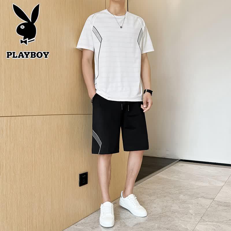 PLAYBOY Men s Ice-Feel Summer T-Shirt  Shorts Set M