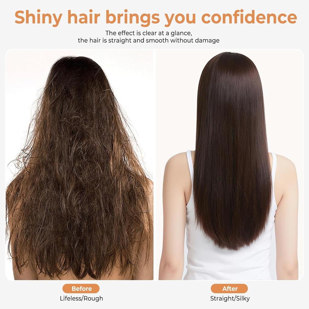 Dual Voltage Ceramic Pressing Comb - 450°F Fast Heating Straightening Comb 2-in-1 Hair Curler and Straightener Hot Comb