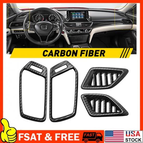 Dashboard Carbon Fiber Air Vent Outlet Cover Trim For Honda Accord 2018-2022 4x