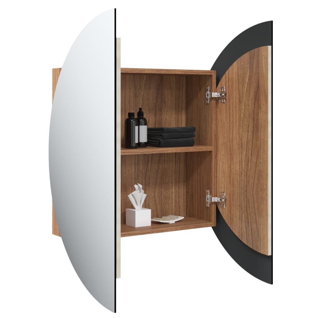 Vidaxl Bathroom Cabinet with Mirror and LED, Oak, 54X54X17.5 Cm