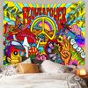 Arazzo Hippie Retrò, Stampa Colorata con Simbolo della Pace, Farfalle Arte Psichedelica, Arte da Parete Bohemien per Soggiorno