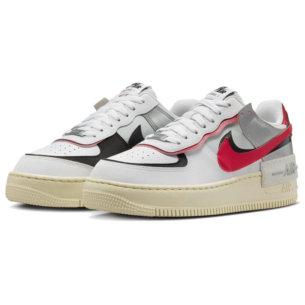 Nike Air Force 1 Shadow Bianco Rosso Argento Metallizzato Sneakers da Donna Rosso Palestra Nero FN6335-100