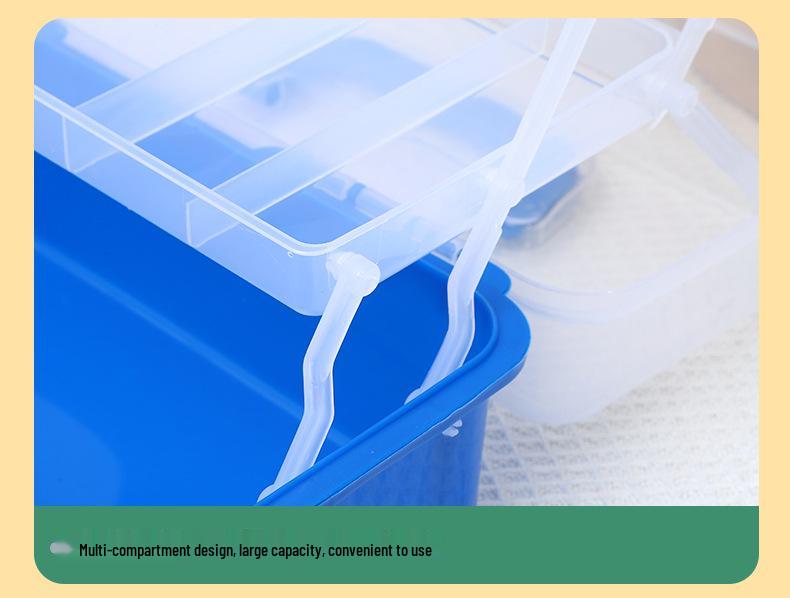 Durchsichtige Kunststoff-Dreischicht-Faltaufbewahrungsbox für Kunst, Nägel, Eisenwaren, Make-up und Schreibwaren