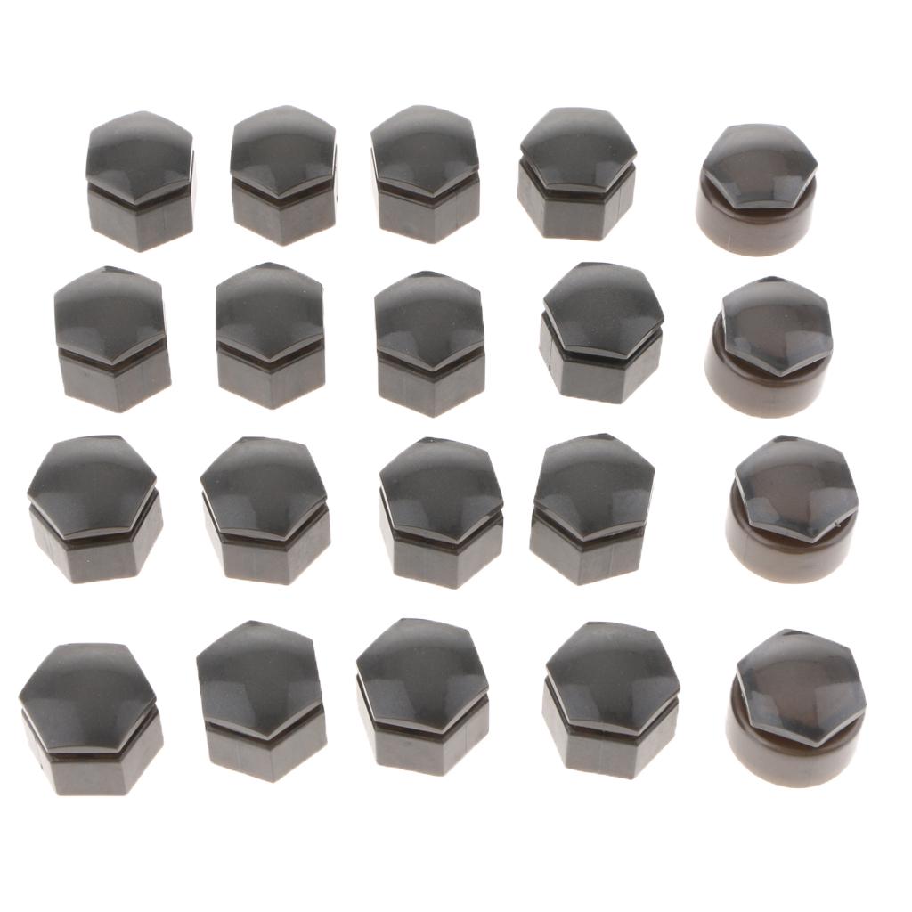 20x 22mm Auto Car Wheel Exterior Nut Cap Bolt Rims Auto Hub Screw Cover Gray
