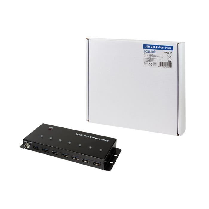 Hub usb - logilink - ua0317 - usb 3.0 type-b - 5000 mbit/s - 7 ports - noir