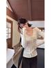 Women's Slim-Fit Lace Splicing Bow Long-Sleeve T-Shirt for Autumn