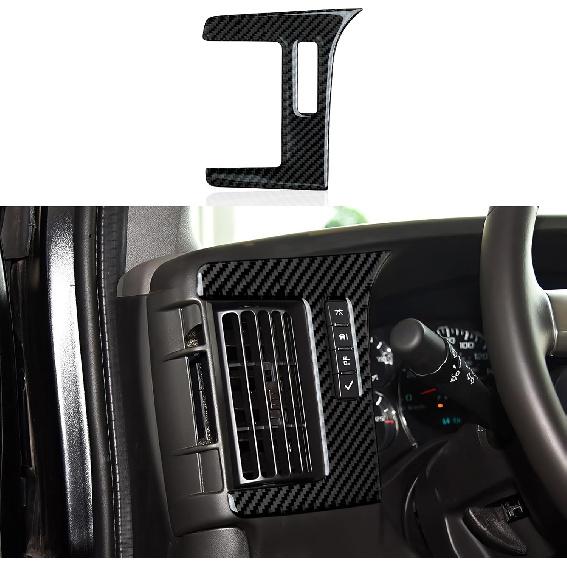 For Express Door Panel Carbon Fiber Cover Trim Decals Accessories for Chevrolet Express/GMC Savana 1500 2500 3500 2003 - Present Interior Sticker
