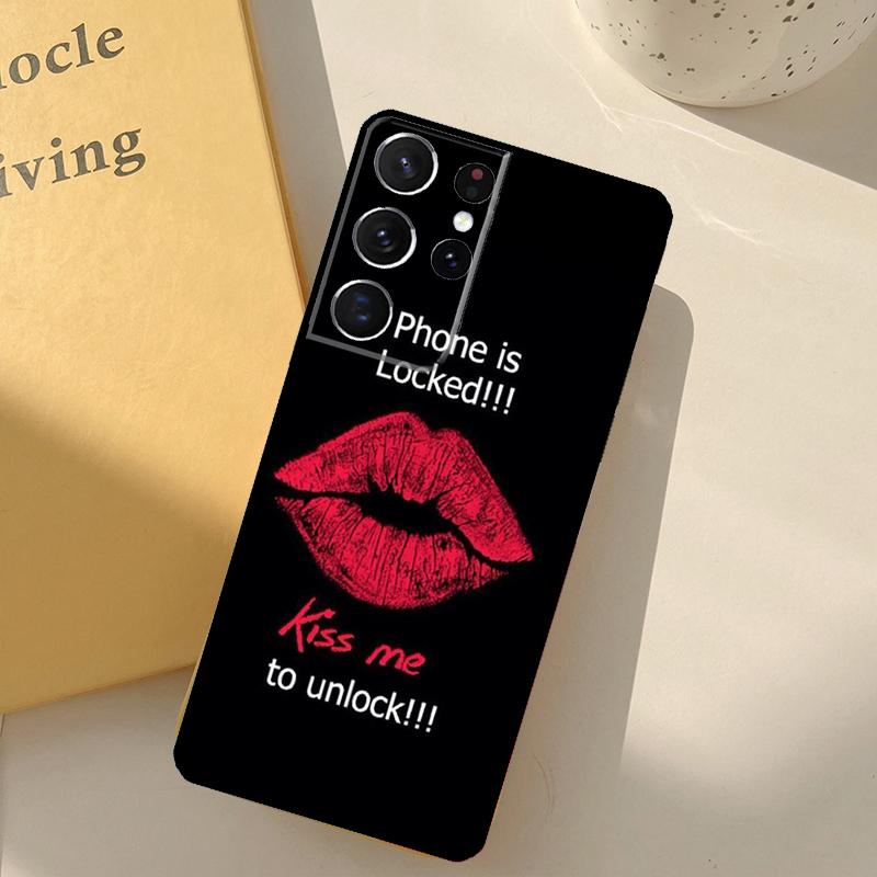 Kiss Me Lips Lipstick Phone Case For Samsung Galaxy S24 Ultra S20 S21 S22 S23 S25 S9 S10 Plus S25 FE Cover Shell