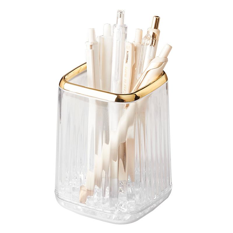 

Прозрачный держатель для ручек Органайзер для косметических кистей Стильный настольный стакан для хранения для помады Косметических принадлежностей Офисный туалетный столик белый