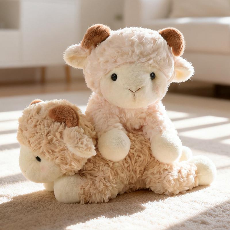 Favorite Toy Girls 25-35Cm Cute Fluffly Simulation Sheep Plush Toys Soft Stuffed Animal Lying Lifelike Lamb Model Plushie Doll For Gifts Deco