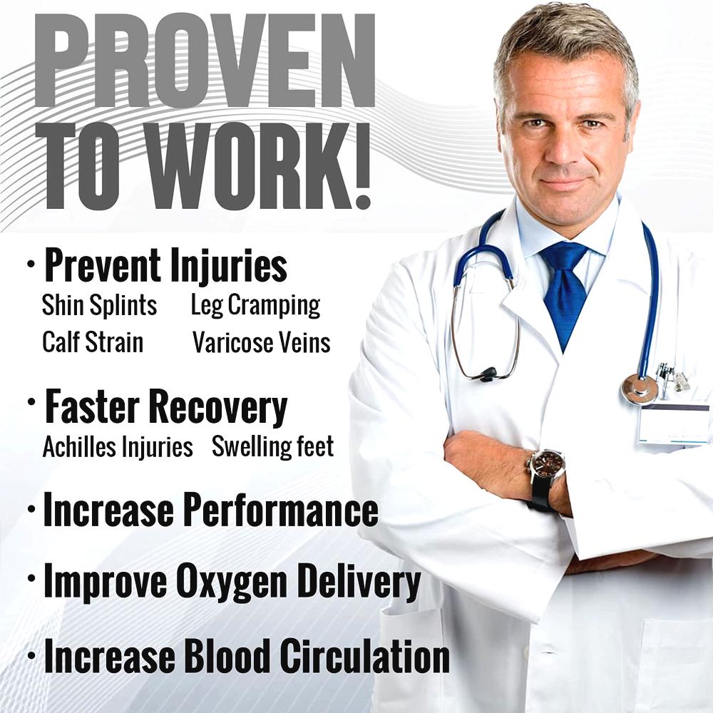 Bracetop 1 Pair Sports Calf Compression Sleeves For Runners Shin Splint Varicose Vein Pain Relief