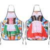 2 Pcs Oktoberfest Mardi Gras Apron Couples Cooking Aprons German Party Costume for Baking BBQ Chef Kitchen Gifts