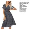 Women Polka Dot Chiffon Midi Dress Short Sleeve V Neck Flowy Dress Bohemian Summer Beach Sundress with Elastic Waist
