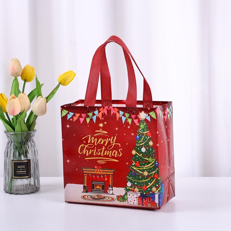 Custom Red Non-Woven Christmas Gift Bag with Logo Printing