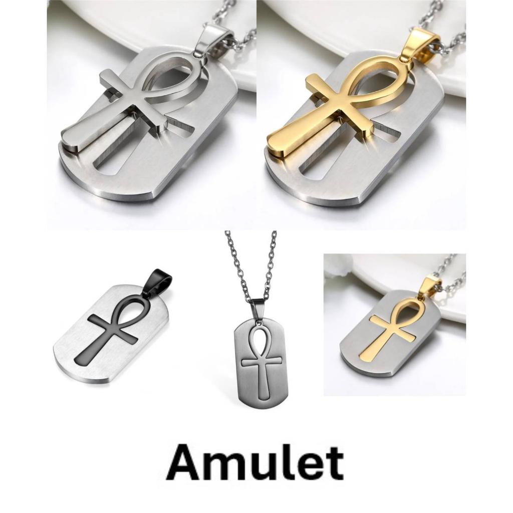 Necklace Dog Tag Pendant Ancient Egypt Egyptian Symbol Ankh Eternal Life Cross Key Life Amulet Talisman Protect Health Jewelry Charming Accessories