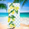 Fresh Lemon Checkered Beach Towel Super Absorbent Quick Dry Microfiber With Blue White Pattern Soft Sand Free Blanket For Picnic