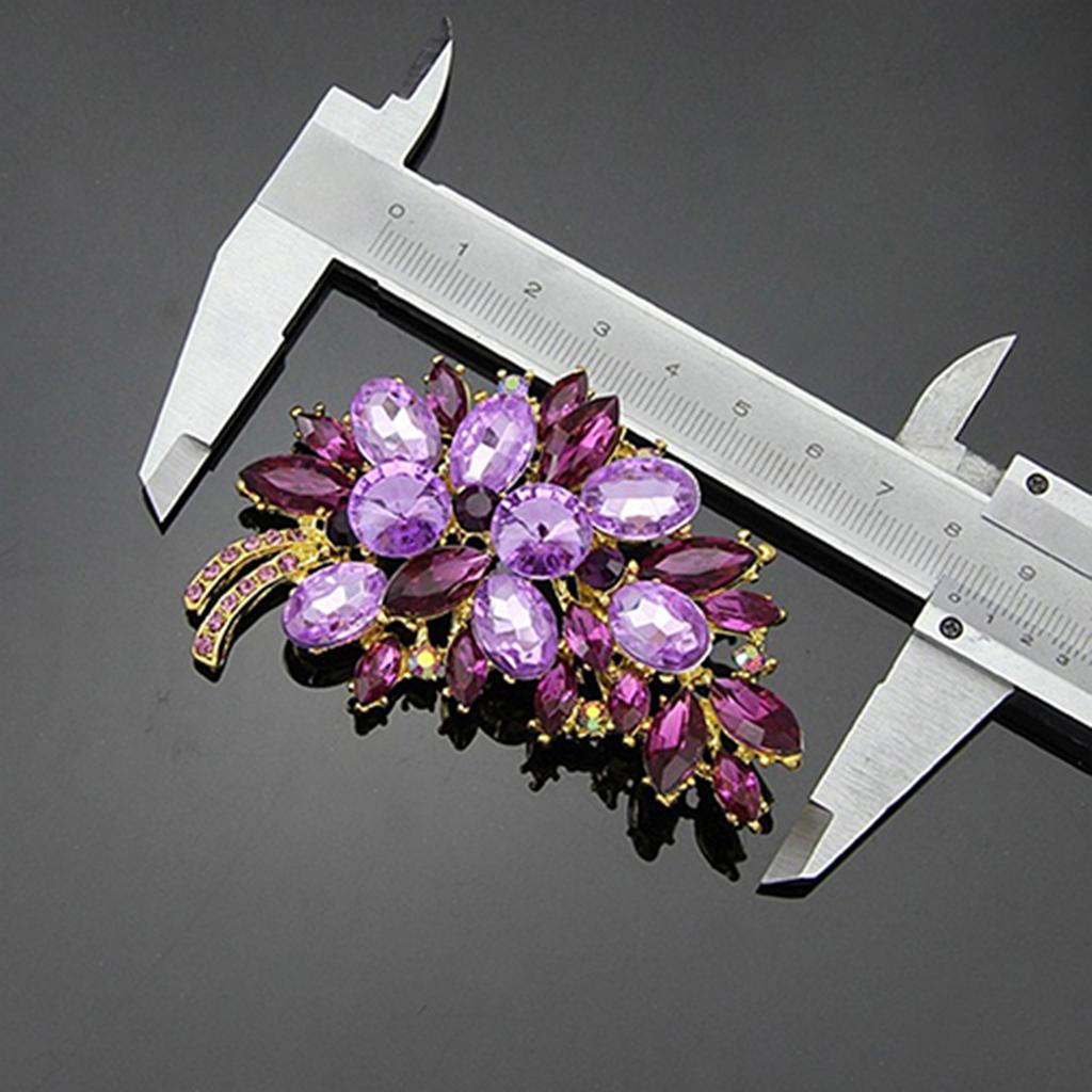 Vintage Feather Flower Rhinestone Brooch Broach Pin Banquet Badge Breastpin