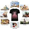 2026 Happy New Year Pink Disco Ball Print Casual Top Pure cotton T-shirt