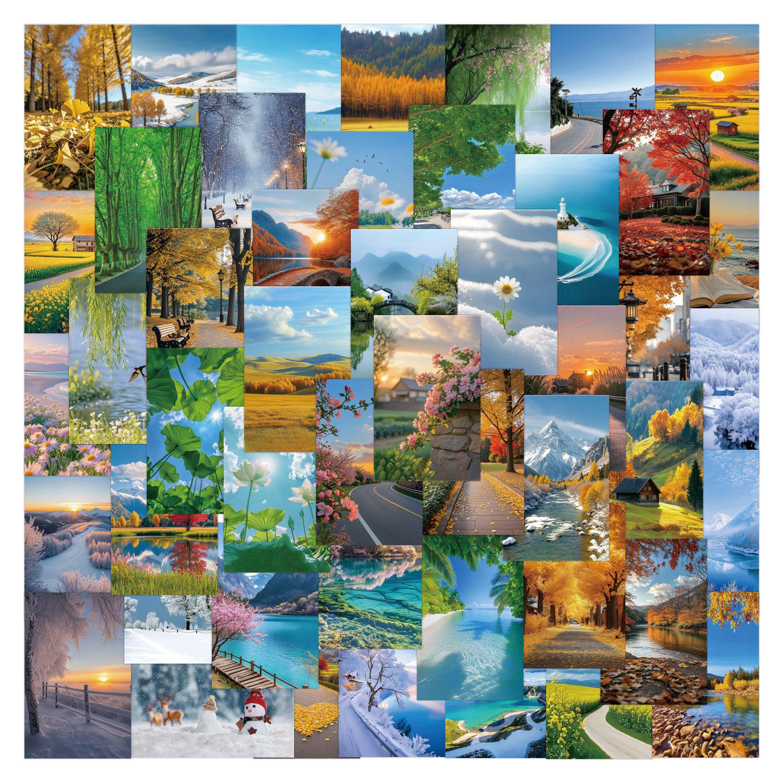 75 Seasonal Landscape Stickers: Capturing Beautiful Moments for Journaling and Decoration