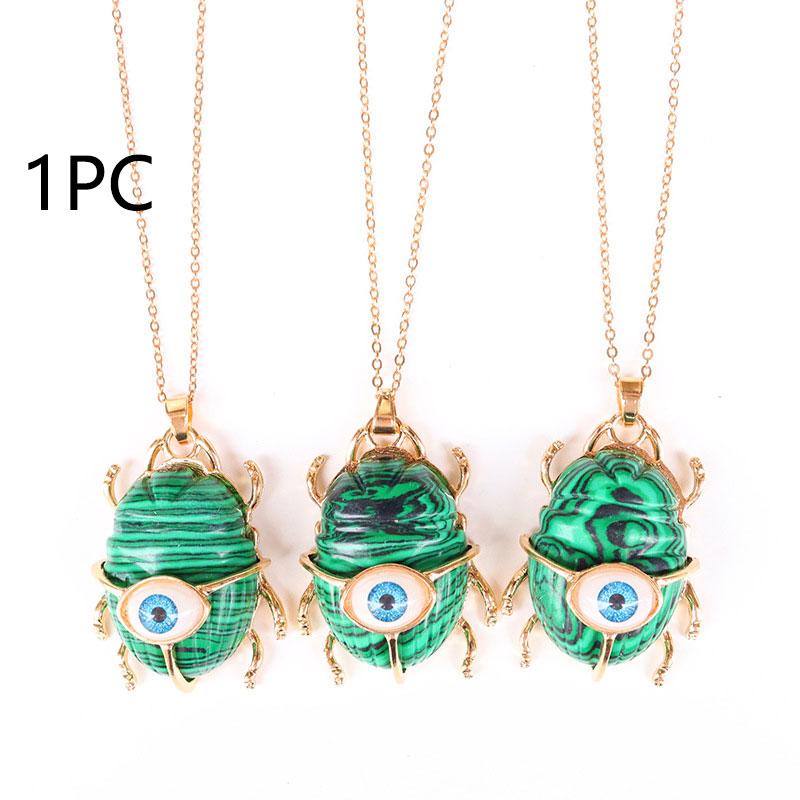 

1pc Natural Stone Elliptical Charms Insect Amethyst Lapis Lazuli Pendant Necklace for Jewelry Making Accessories Jewelry Gift малахитовая зелень