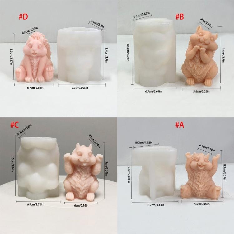 Easy to Clean Silicone Candle Molds Fondant Moulds Squirrel Shape Resin Project Moulds Silicone Texture for Candle