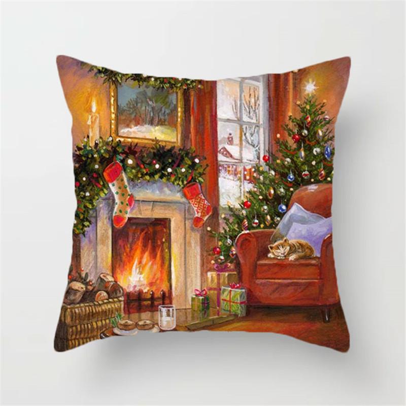 Christmas Pillow Cover New Cartoon Home Office Cushion Cover
