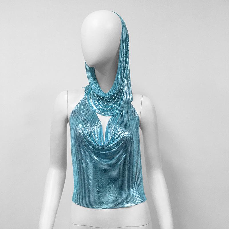 2023 Summer Trendy European & American Women's Hooded Metal Strap Vest – Sexy Hot Girl Sling Top