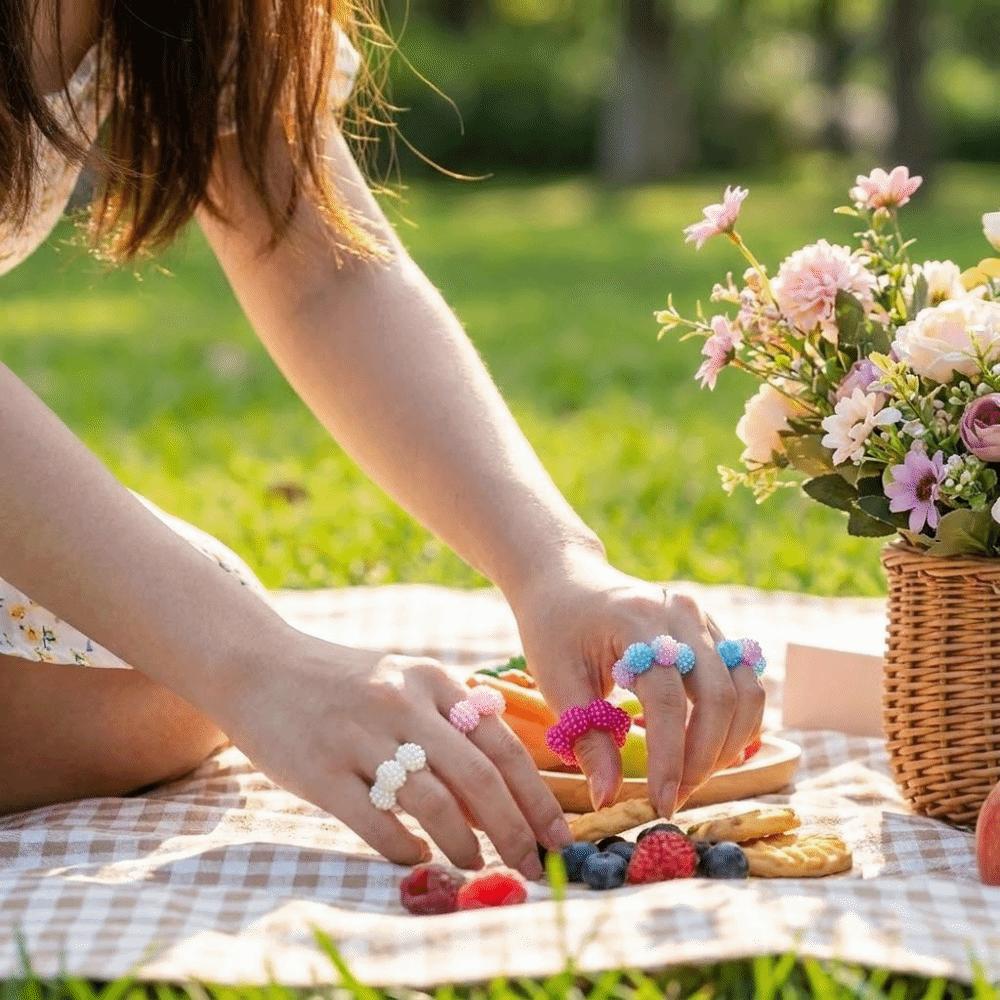 5 ks/Sada Nastavitelné Prsteny na Prsty pro Úlevu od Stresu Bodkované Korálky Fidget Prstový Masážní Přístroj Meditace