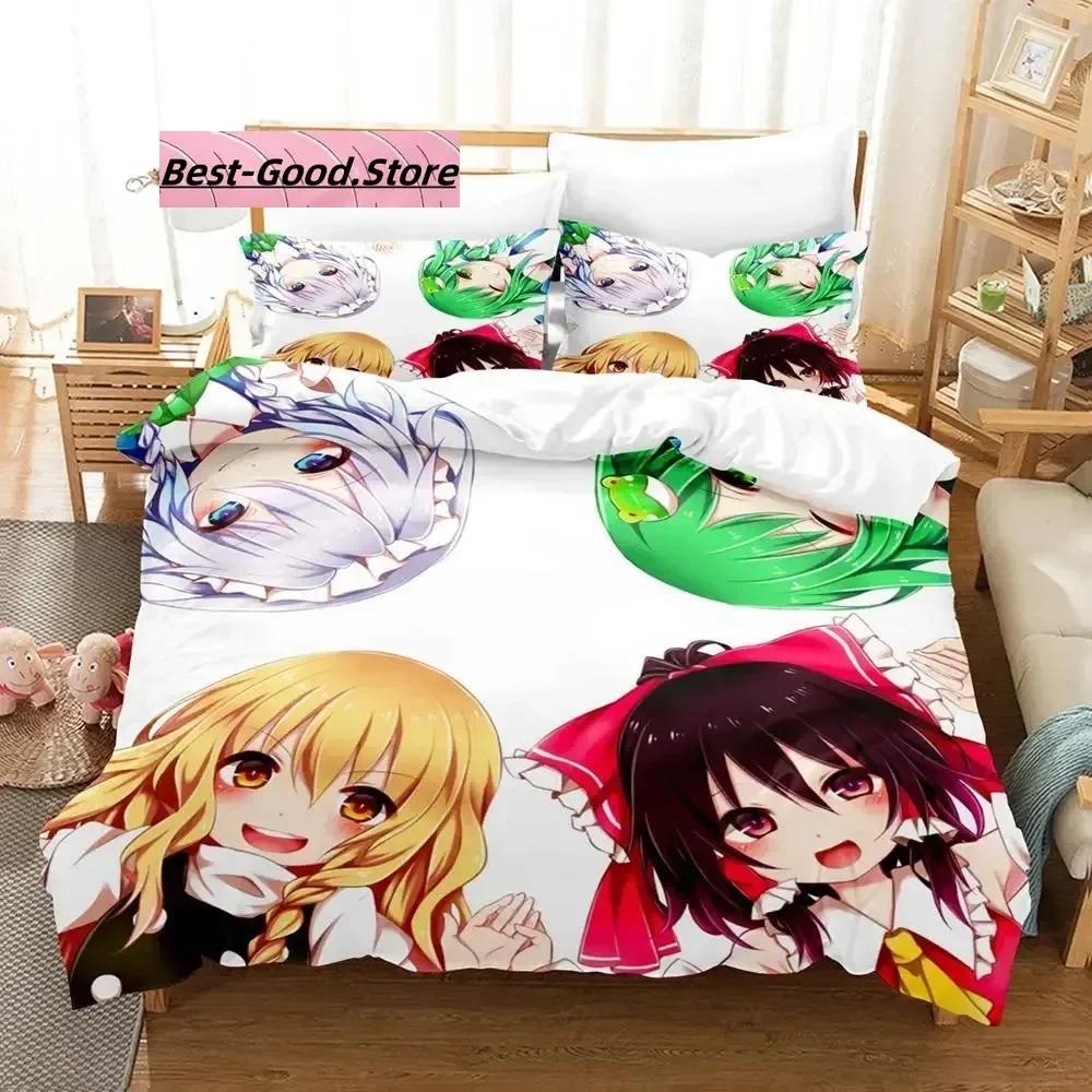 Touhou Project Bedding Set Single Twin Full Queen King Size Bed Set Aldult Kid Bedroom Duvetcover Sets 3D Print  Kawaii