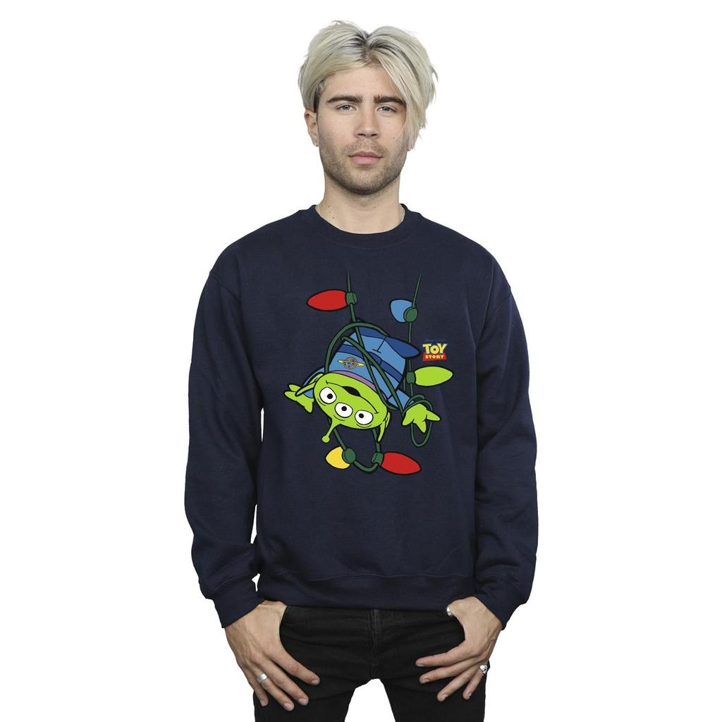 Disney Mens Toy Story Christmas Lights Aliens Sweatshirt