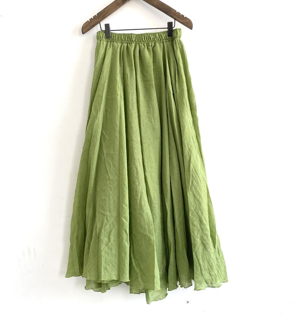 2025 Linen Blend Ruffle Hem Midi Skirt, Spring/Summer Collection, Available in 4 Colors and 2 Sizes, Casual & Versatile Design