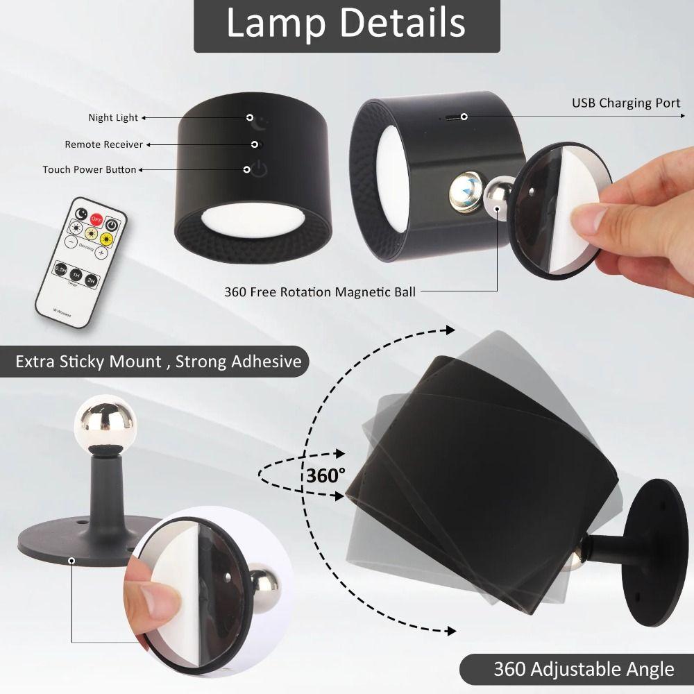 Magnetic LED  Wall Lamp Wall Mounted Cabinet Spotlight Portable Magnetic Wall Light  Bedroom
