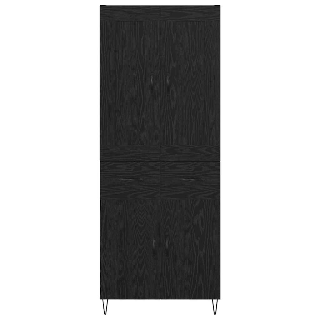 Highboard in Black Oak Look 69.5 x 34 x 180 cm Engineered Wood