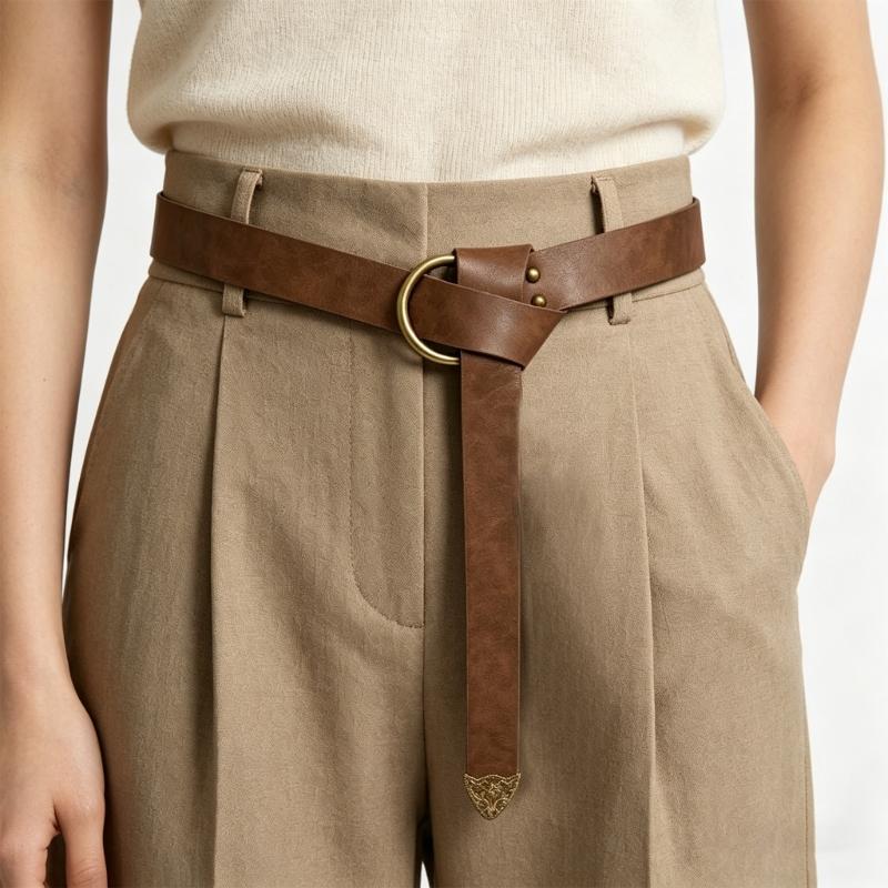 Historical Nordic Waist Belt PU Leather Knight Waist Strap for WOmen Men Stage Performances LARP Historical Costume