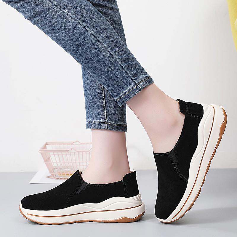 Women's Platform Loafers Moccasins Casual Slip on Thick Sole Height Increase Shake Shoes for Mother Plus Size