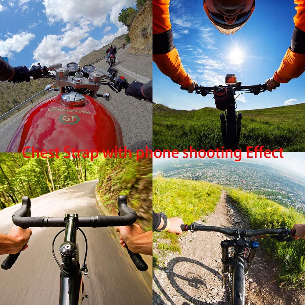 PellKing Handy Brustgurt Geschirr Halterung Kopfband Halter Kit für Handy Clip Kompatibel mit GoPro Hero DJI Action Kameras POV/VLOG, iPhone, Samsung,