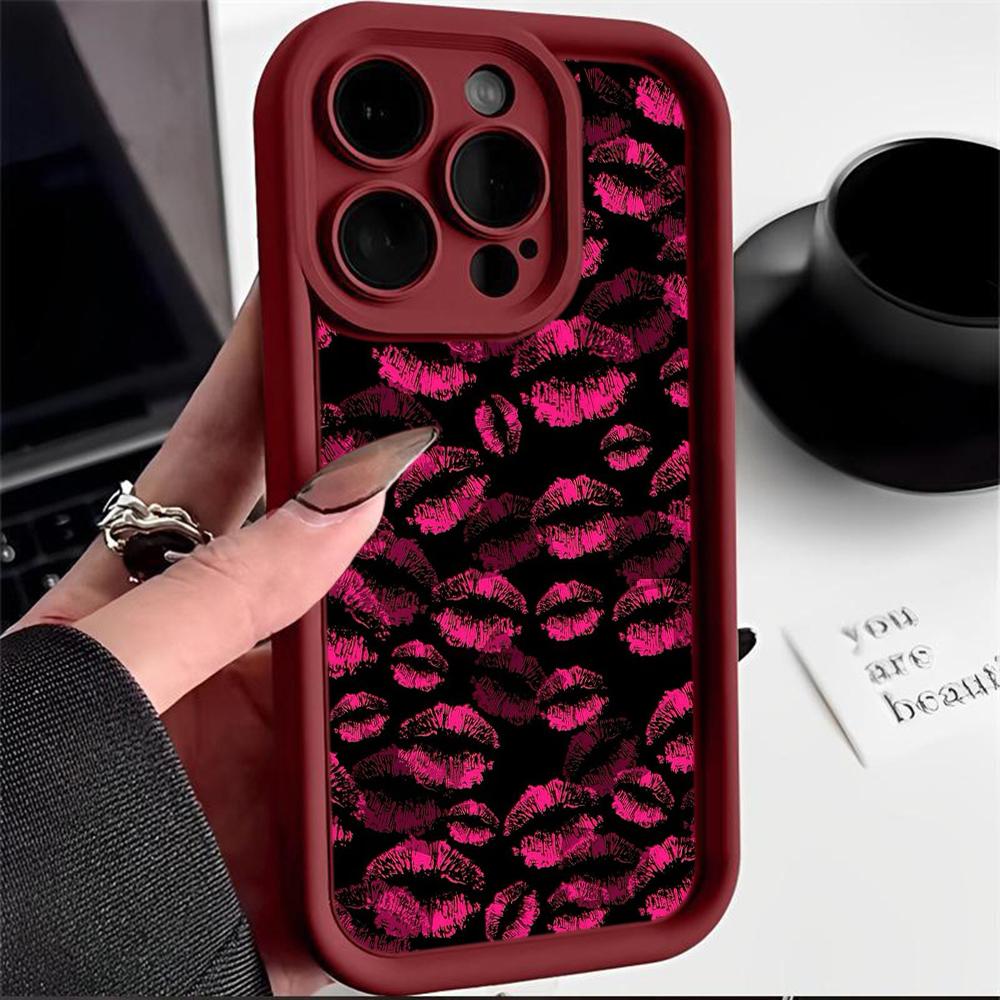 LZ22 Lips Kiss Digital Design Silicone Phone Case for iPhone 11 13 14 15 16 Pro Max 7 8 16 Plus 12 Mini XS Max XR Shockproof Back Cover