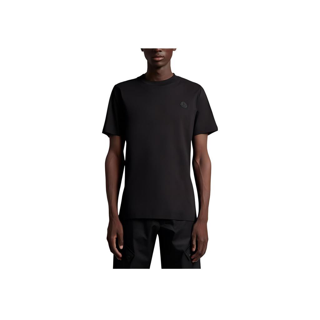 Moncler SS23 Einfarbiges Logo-Prägung Rundhals-T-Shirt Herren Oberteile Schwarz I10918C00007829H8999
