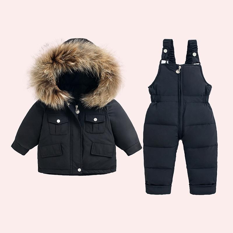 Ensemble chaud d'hiver style coréen pour enfants 2022: Salopette Deux-Pièces pour Garçons et Filles