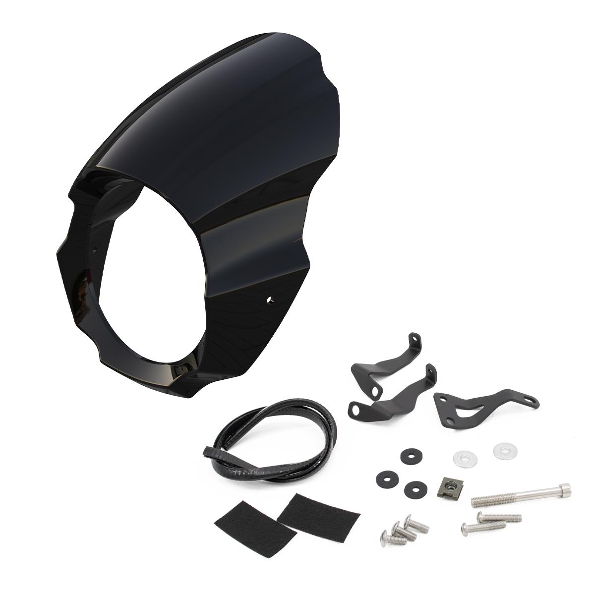 Motorcycle HeadLight Shroud Headlight Mask Cover ABS Front Lights Side Panel Fairing Frame Cover Cowl for BENDA Dark Flag 500 Bright Black