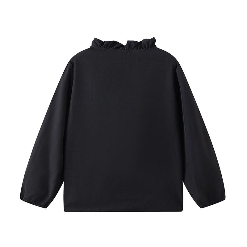 Women's Ruffle V-Neck Long-Sleeve Retro Slimming Top