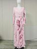 Elegant European Long Sleeve Printed V-Neck Mid-Length Vacation Dress 2025