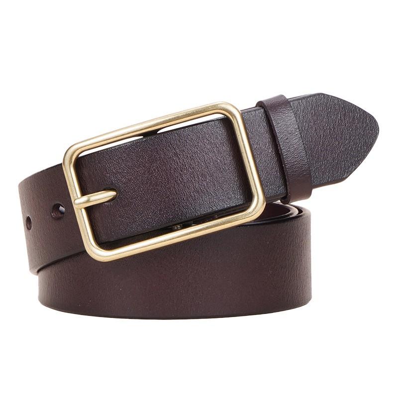 Womens Genuine Leather Belt With Pin Buckle Slim Fit Waist Cincher Jeans Casual Pants Vintage Minimalist Style