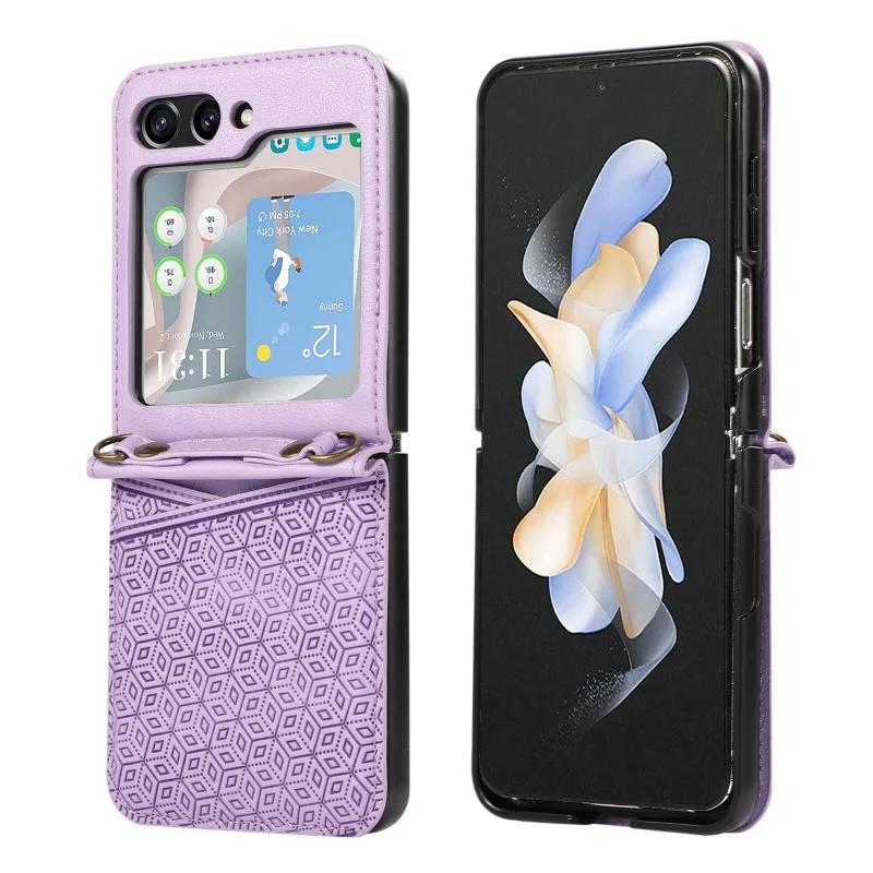 

Кроссбоди из ПУ кожи с держателем для карт Чехол для телефона для Samsung Galaxy Z Flip 6 5 4 3 Flip6 Flip5 Flip4 Flip3 5G Защитная крышка Galaxy Z Flip 4