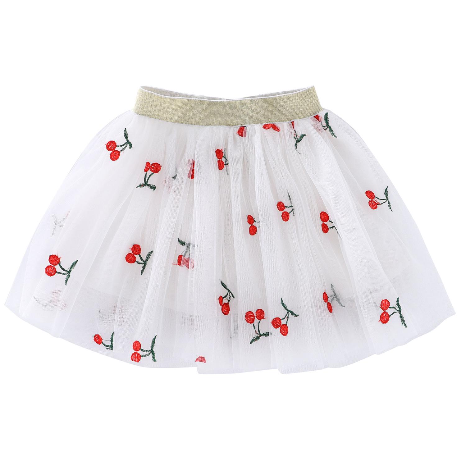 Dang Dang Xiong Embroidered Flower Mesh Skirt for Girls - Versatile Waist Skirt for Children 150 cm
