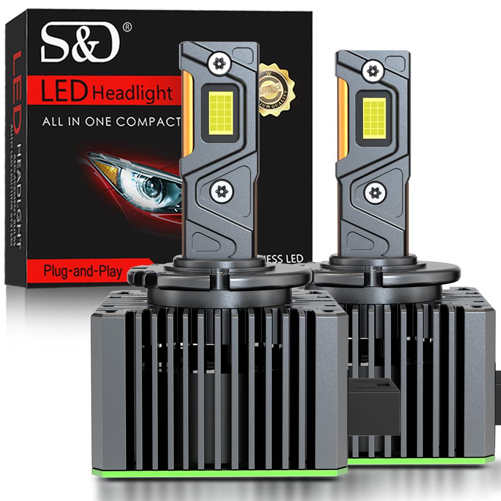 2 Stück 80000LM D3S LED-Scheinwerferlampen D1S D2S D4S D8S D1R D2R D3R D4R D8R 300W Turbo CSP Doppel-Kupferrohr Canbus für BMW Benz Scheinwerfer 6000K Weiß