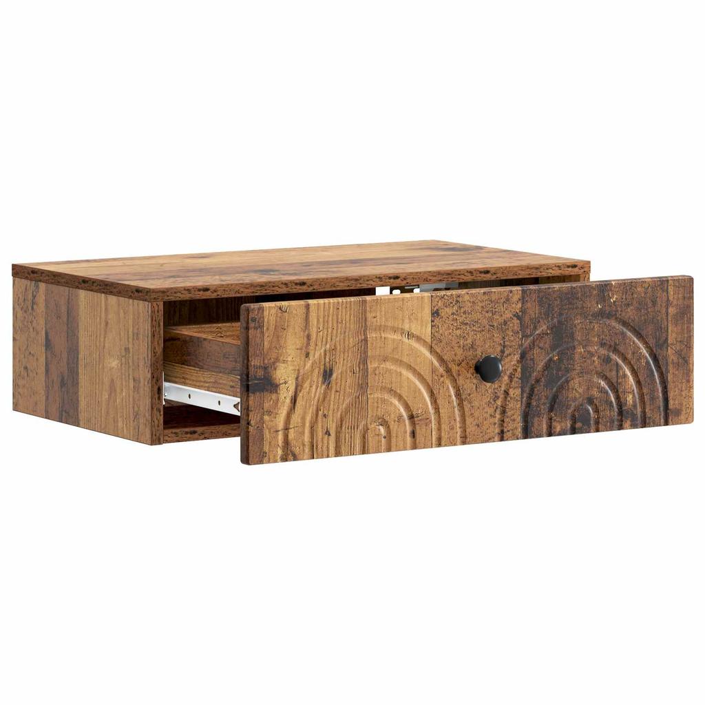 Wall Mounted Side Table Reclaimed Wood Look 59 x 34.5 x 17 cm