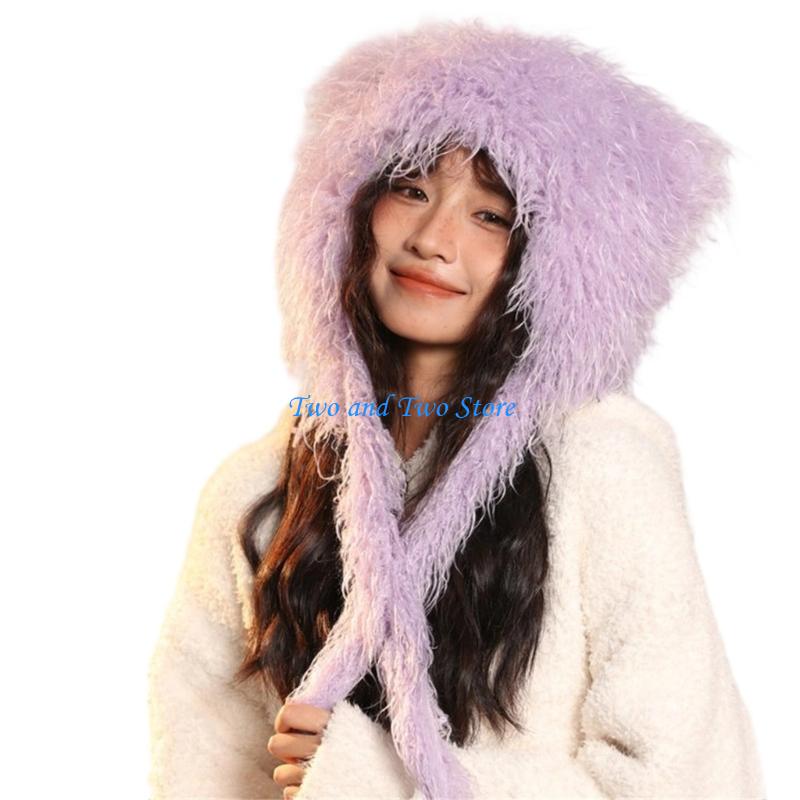 HX6F Trendy Animal Ear Insulated Ear Flap Hat Windproof Winter Cap For Outdoor Activities