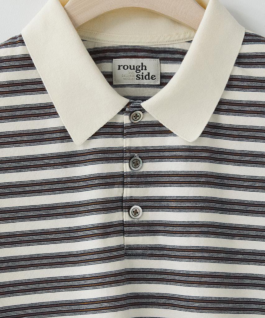 Leopeusaideu Multi Stripe Polo Shirt Ecru