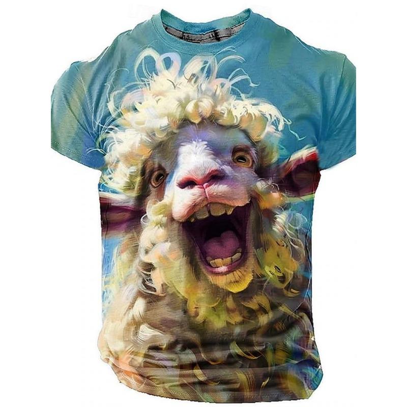 Men's Funny Cat And Shark T Shirt Tops 3D Print Short Sleeve Crew Neck Animal Tee Shirts New In Oversized T Shirts Clothes